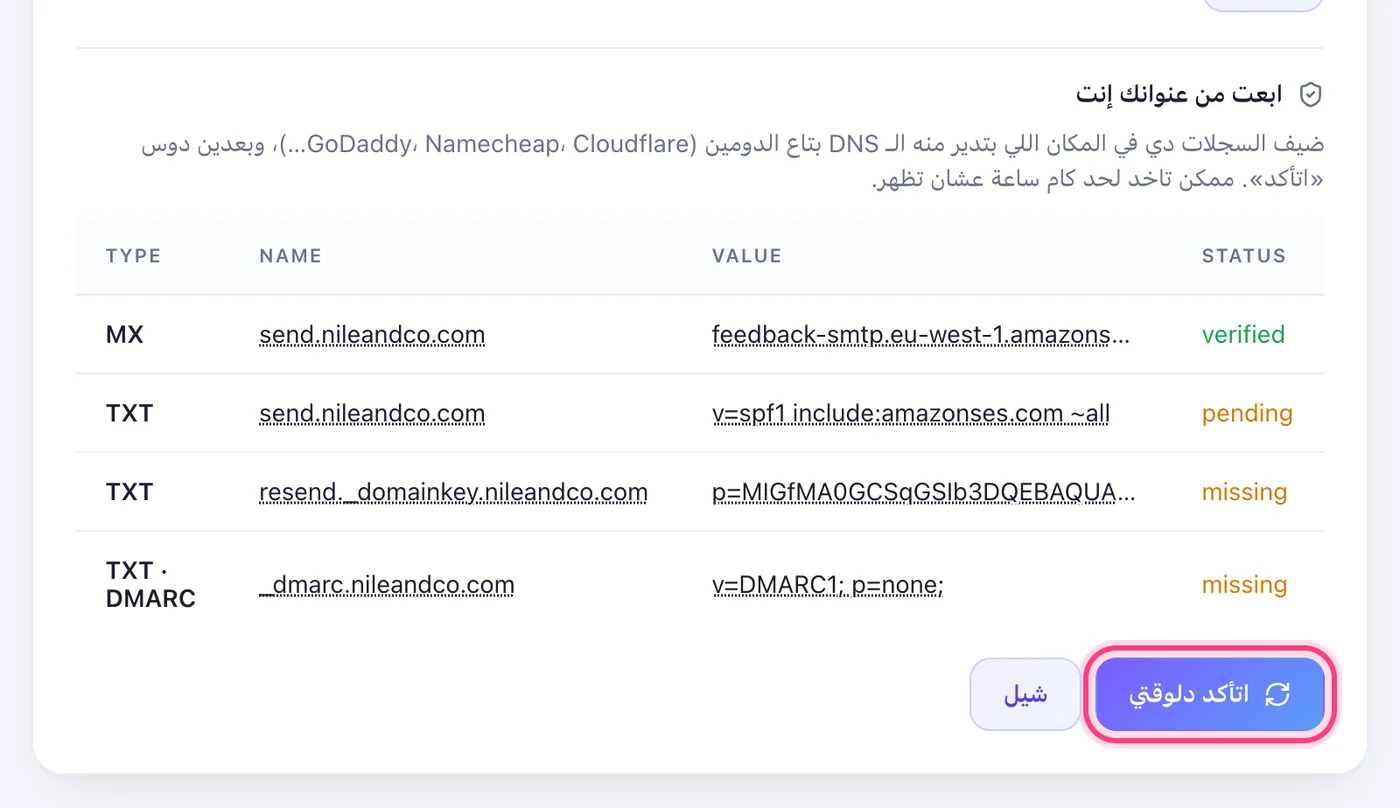 الـ Records اللي هتضيفها