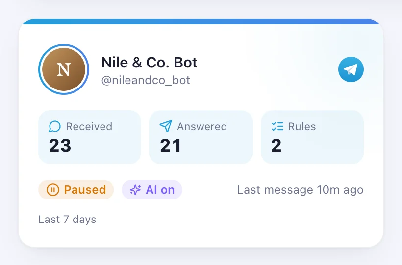 Done — your account appears here