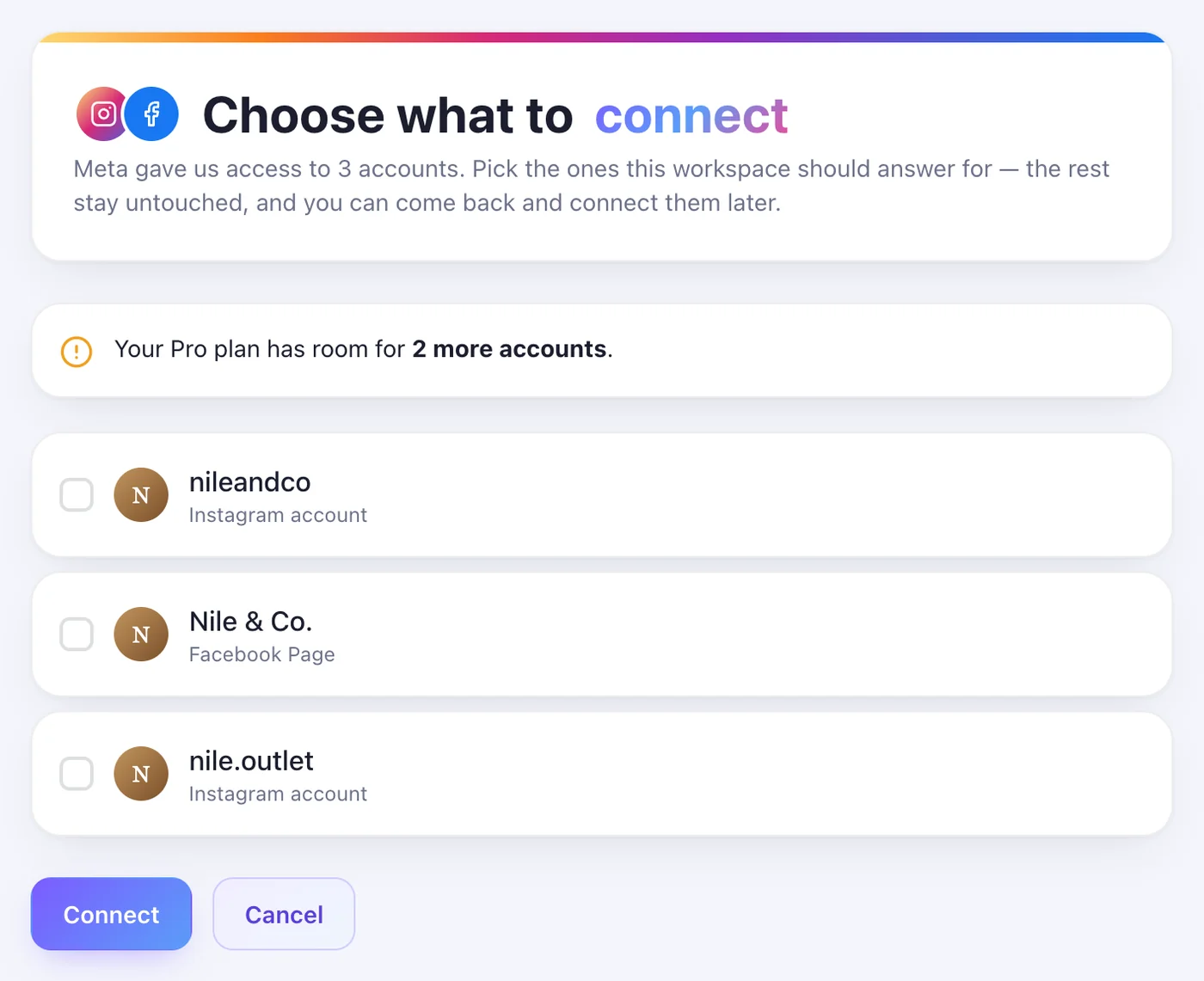 Pick what to connect