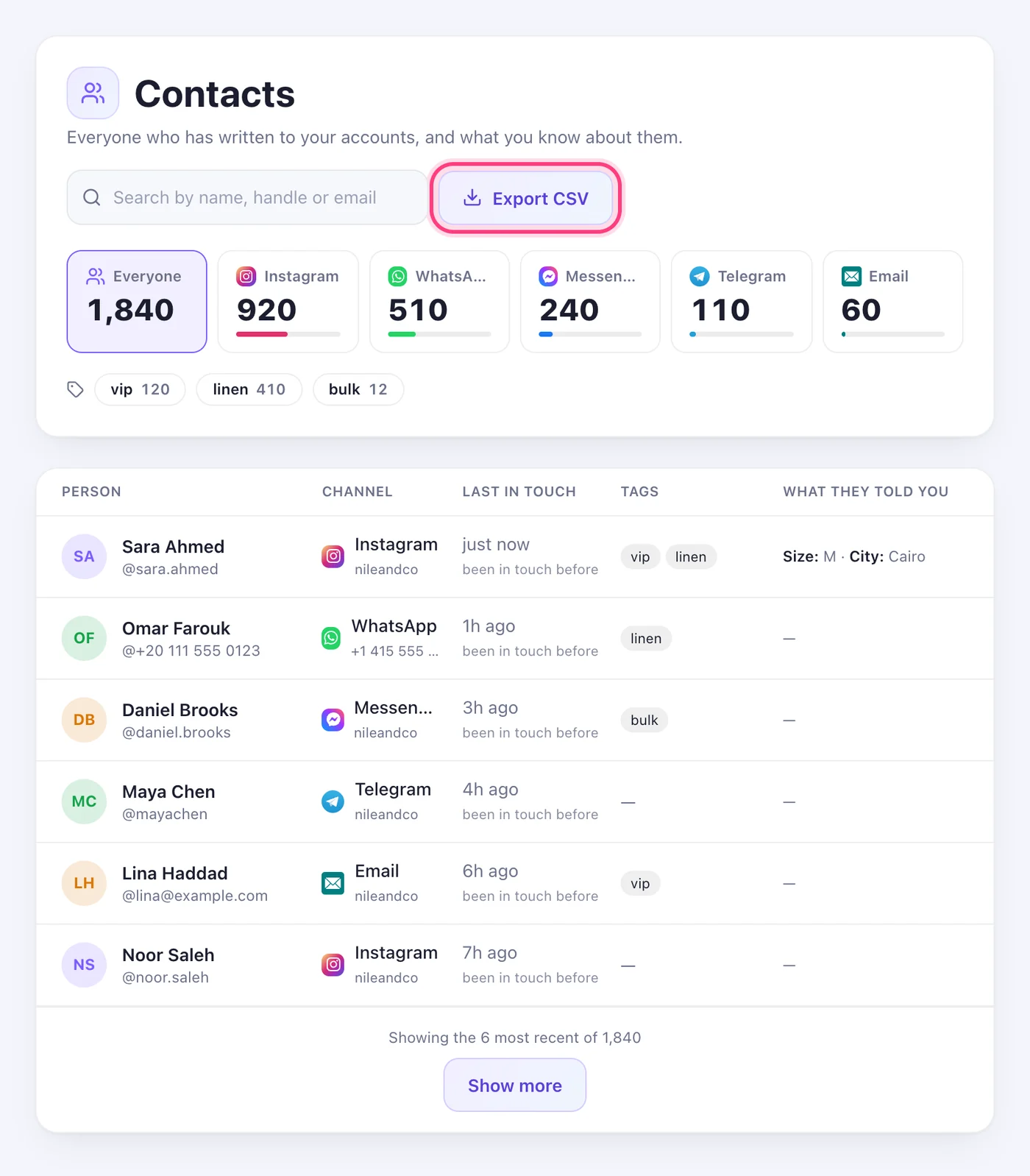 Open Contacts
