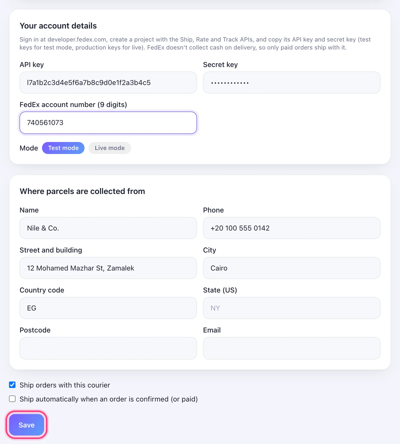 Fill them in and Save
