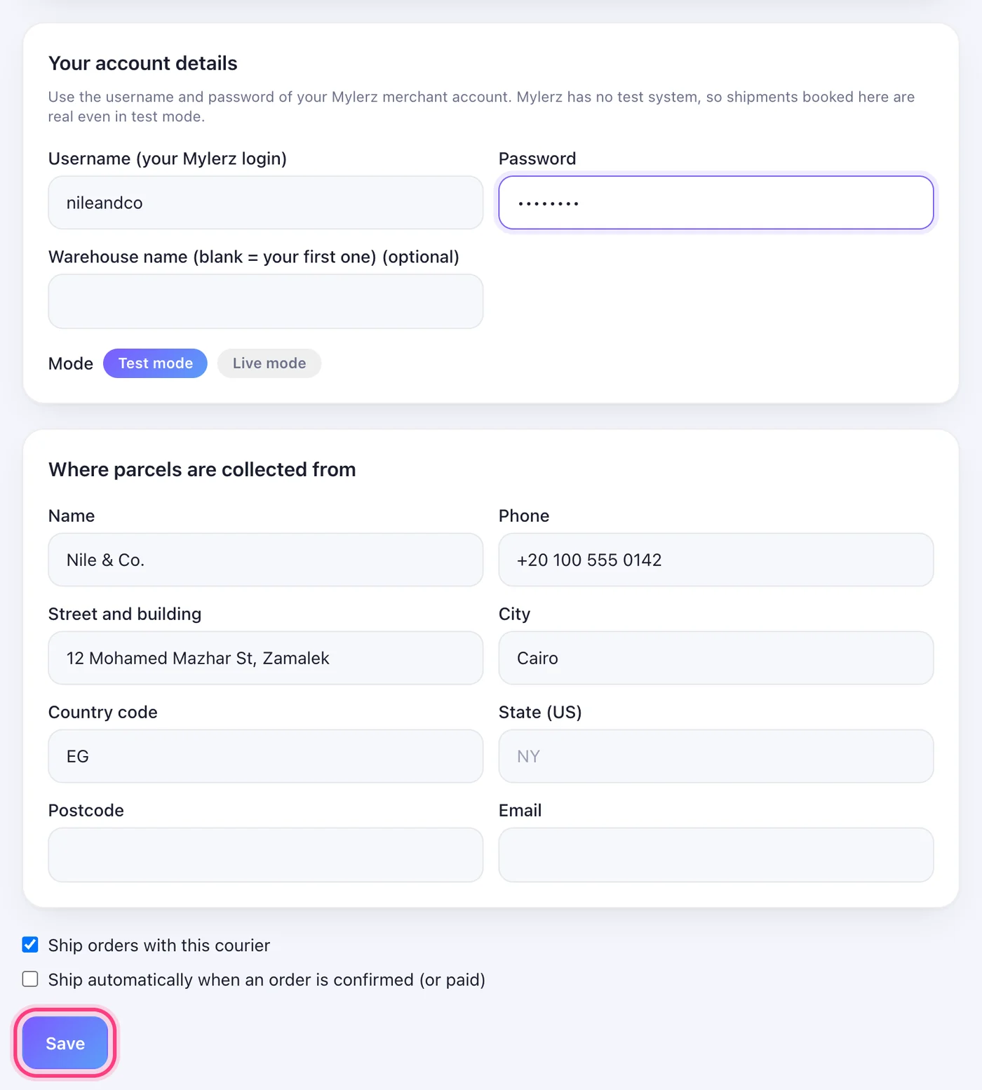 Fill them in and Save