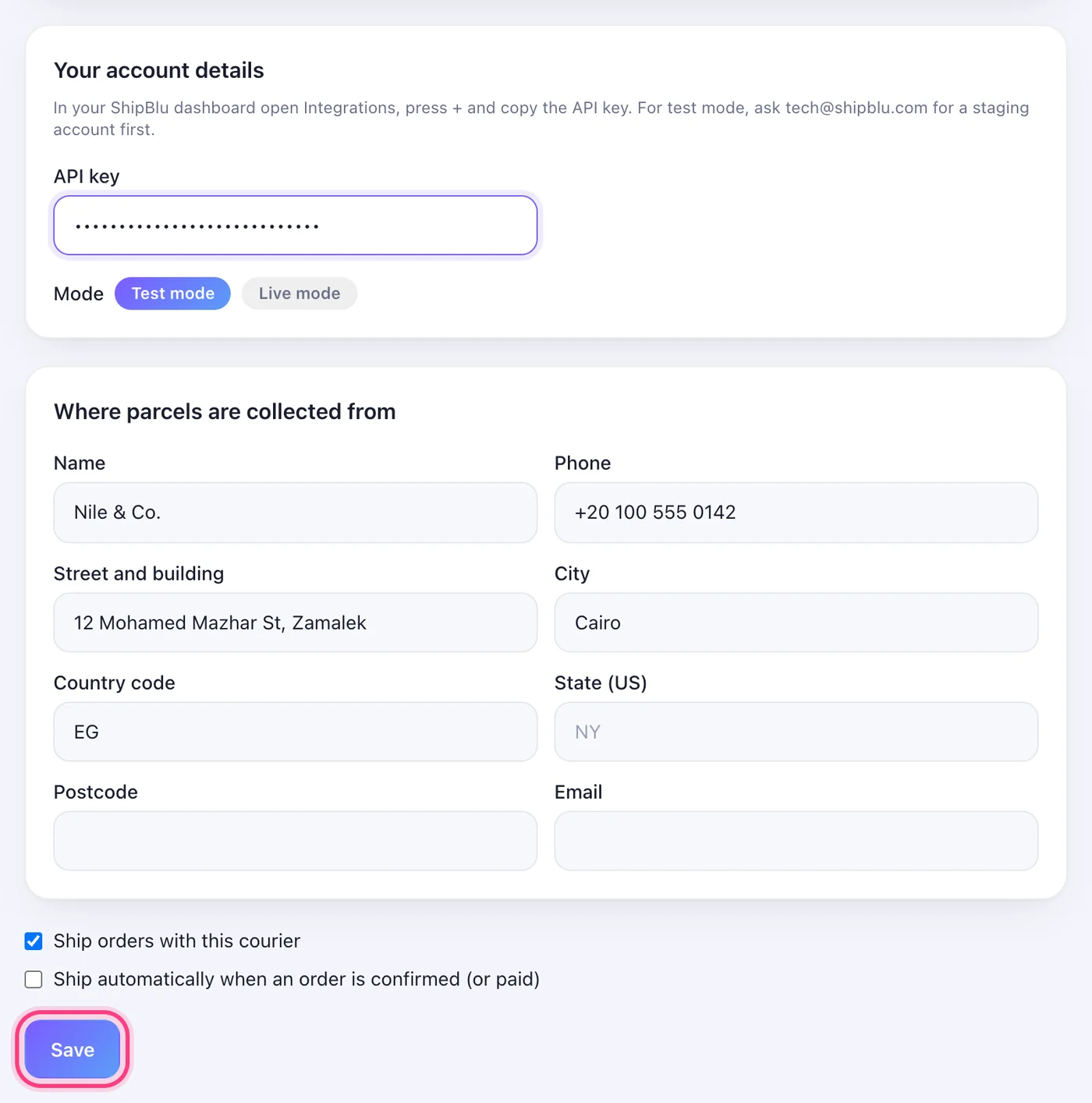 Fill them in and Save