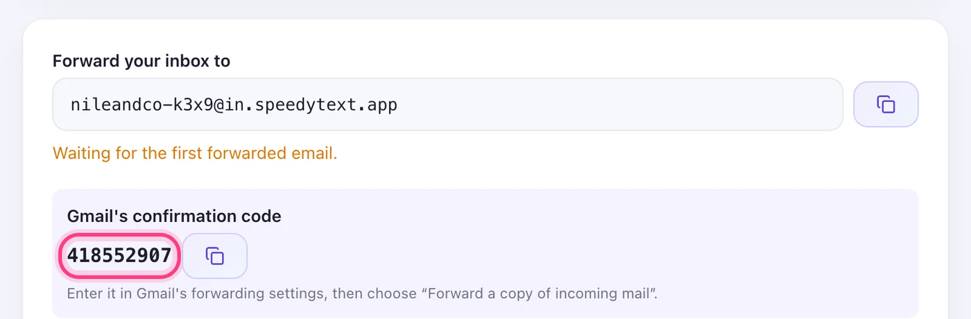 Confirm it with Gmail's code