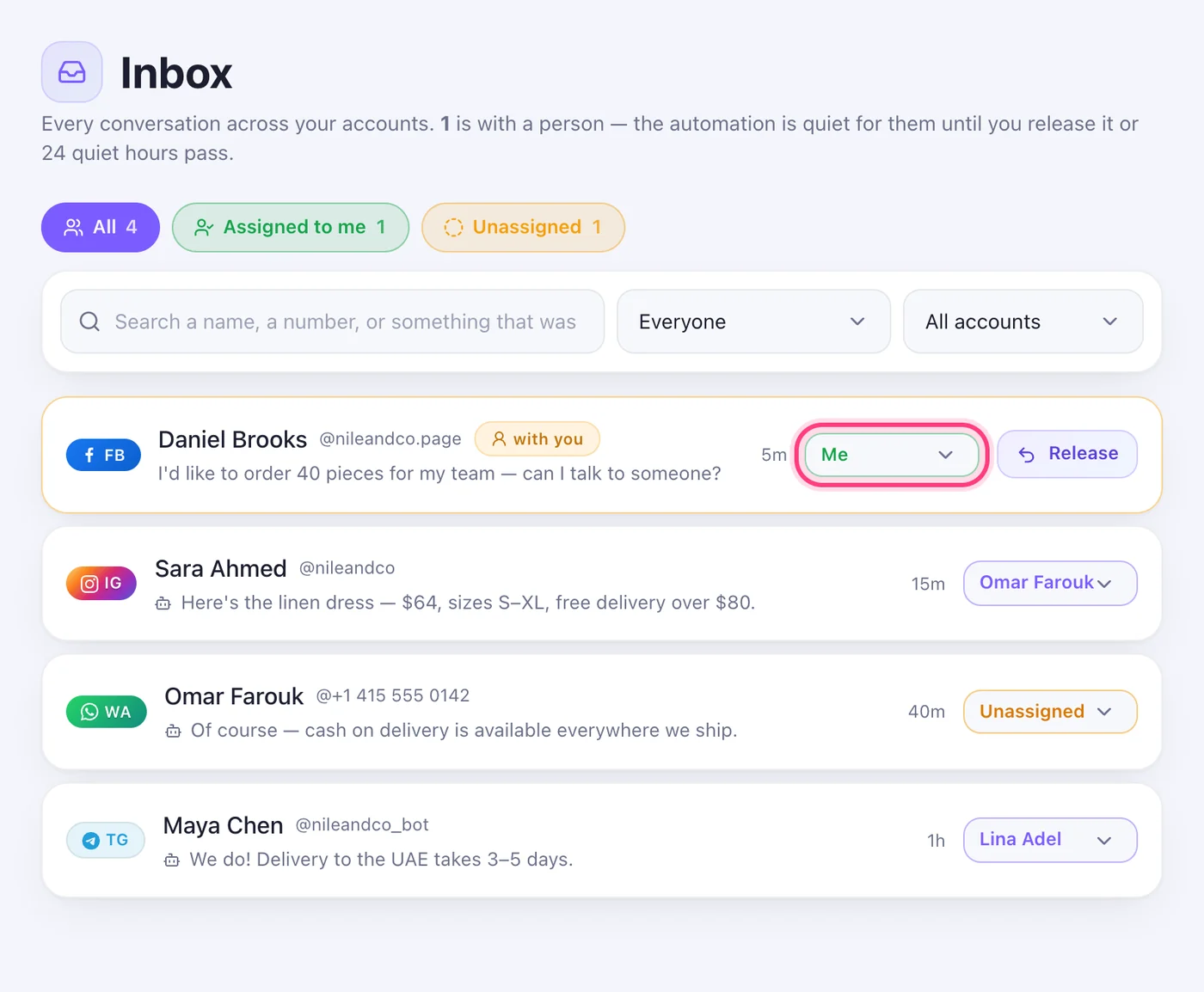 Assign from the inbox