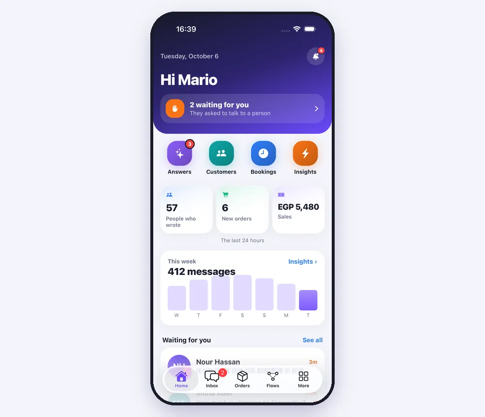 Your day on the home screen
