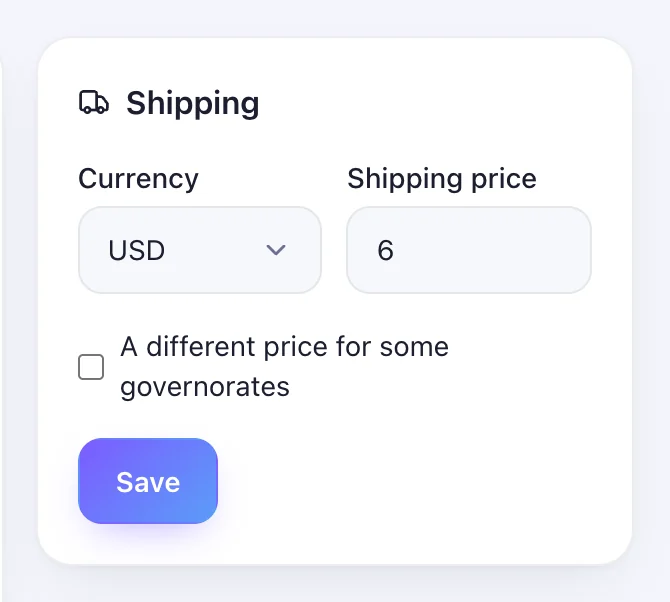 Set your shipping