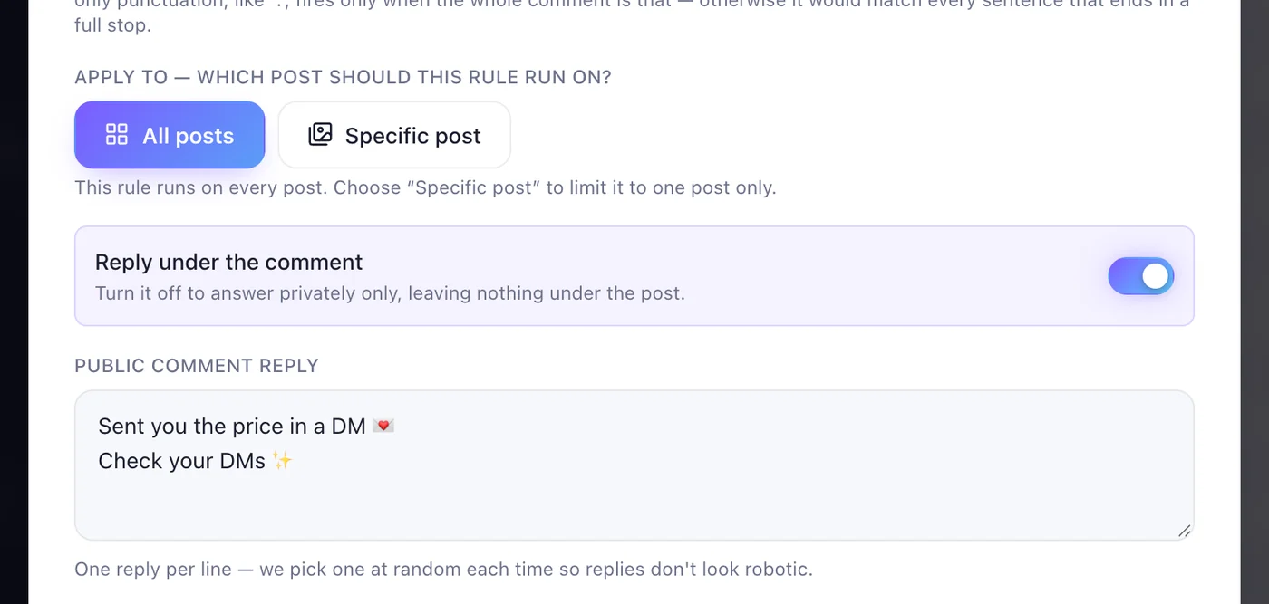 Which posts, and what it says in public