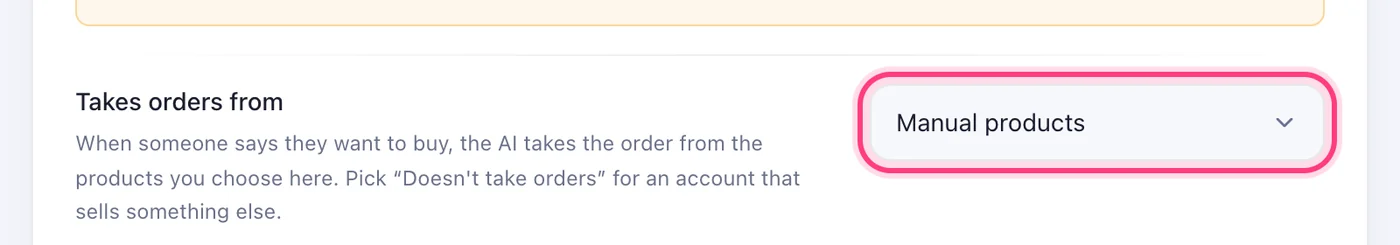 Tell the account to sell from it
