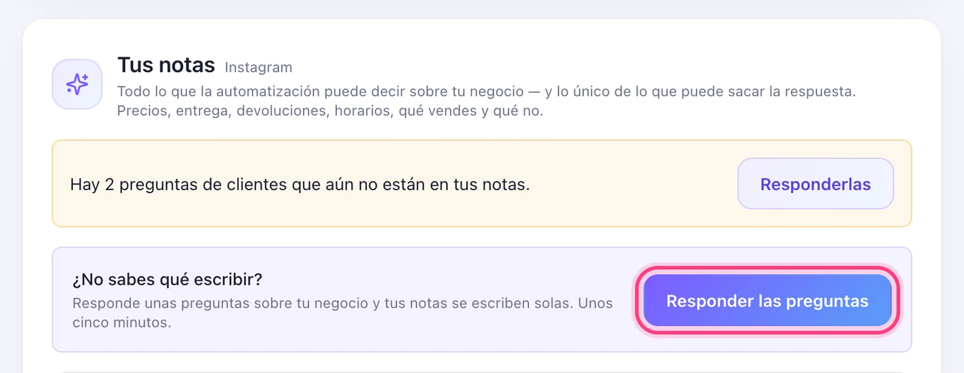 Abre «IA y notas» y pulsa «Responder las preguntas»