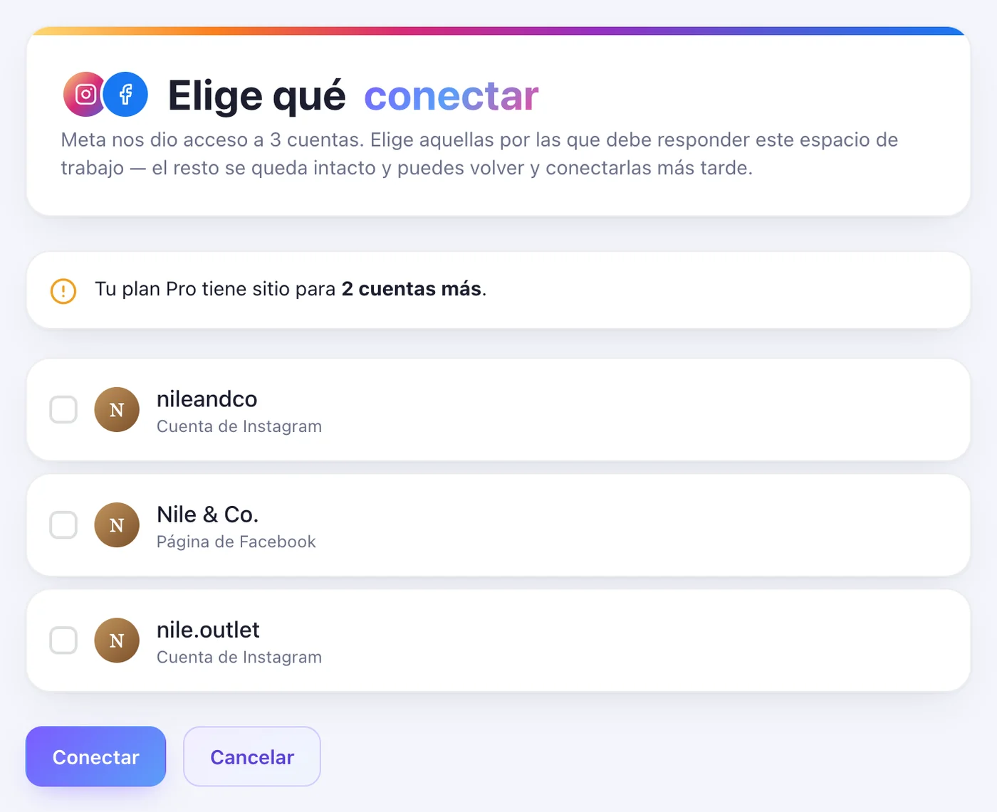 Elige qué conectar