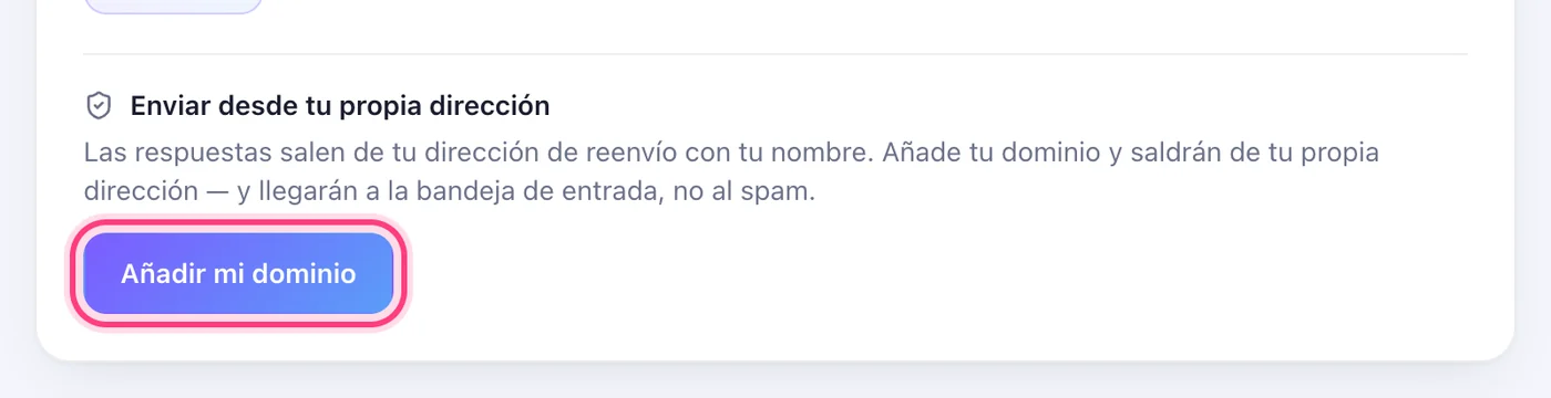 Pulsa «Añadir mi dominio»