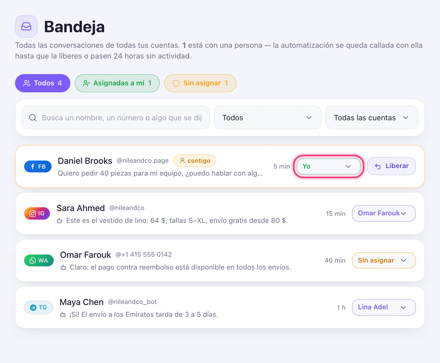 Asigna desde la bandeja