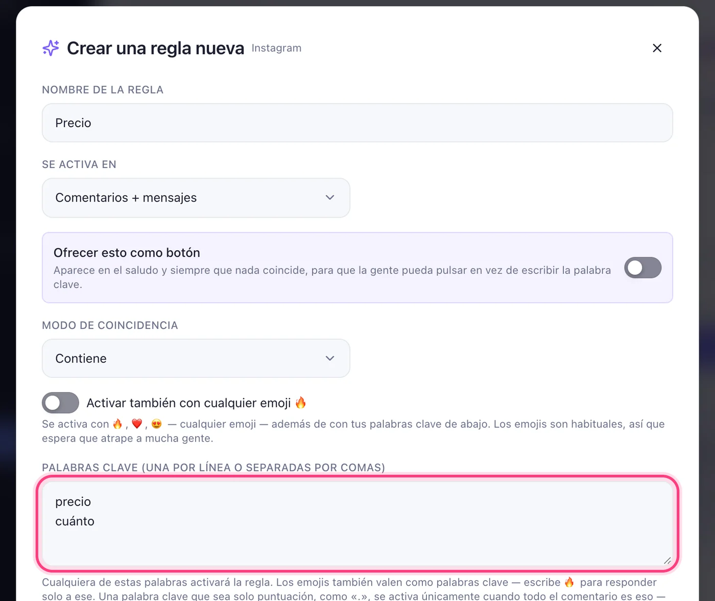 Ponle nombre y elige sus palabras