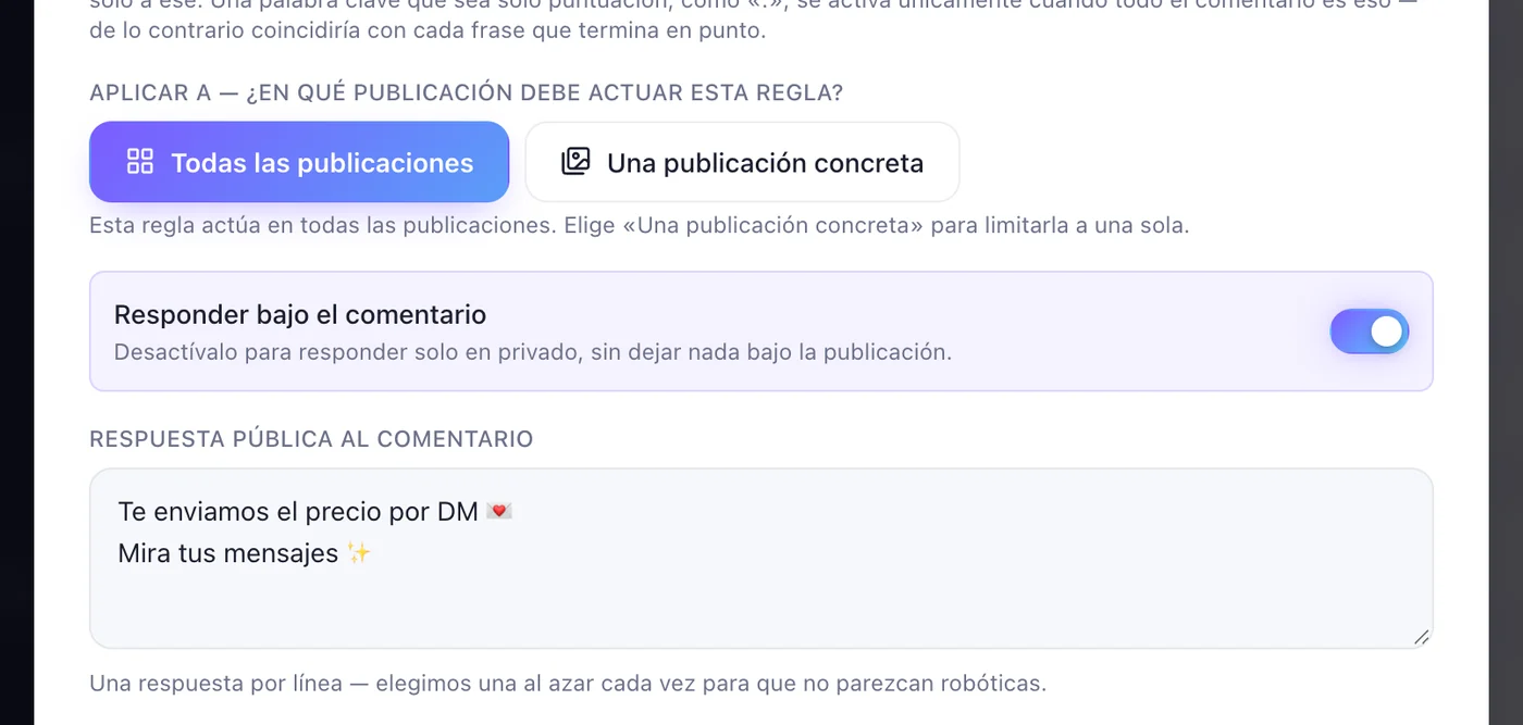 Qué publicaciones, y qué dice en público