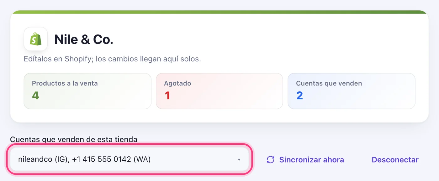Marca las cuentas que venden desde ella