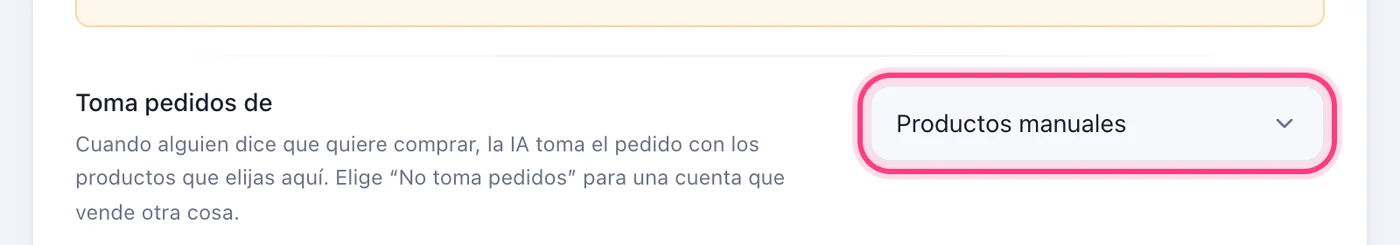 Dile a la cuenta que venda desde ahí