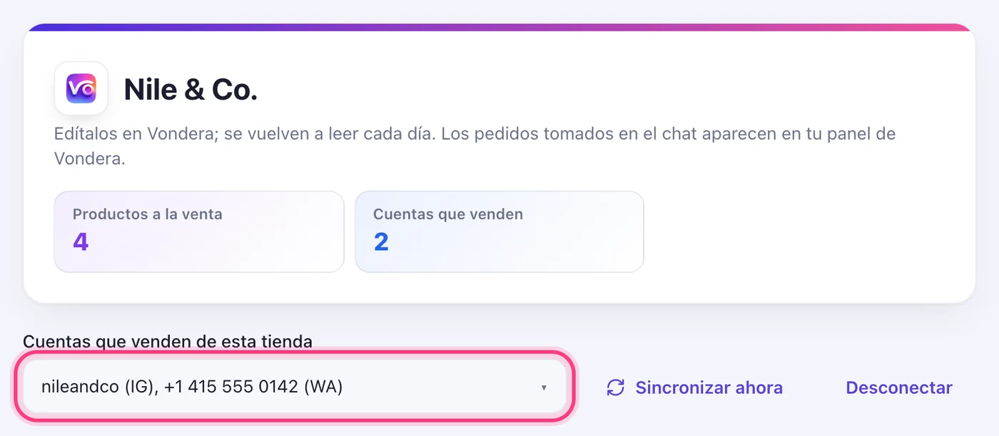 Marca las cuentas que venden desde ella
