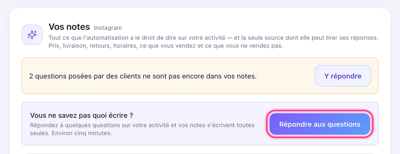 Ouvrez « IA et notes » et appuyez sur « Répondre aux questions »