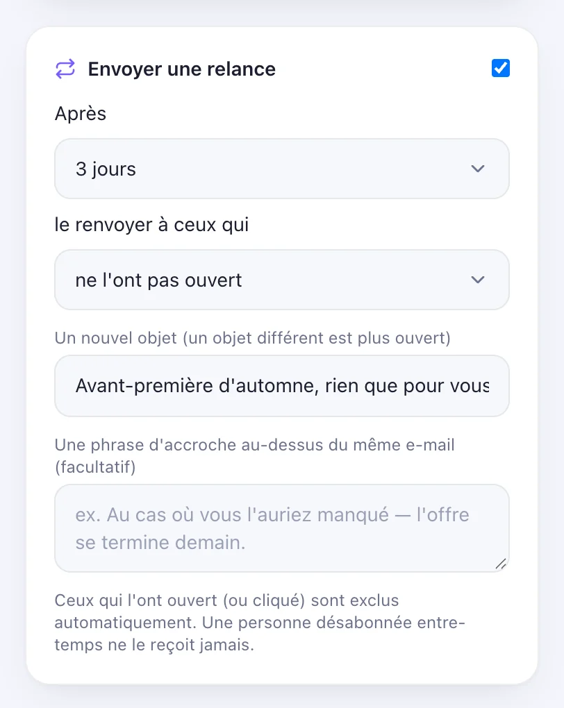 Une seconde chance pour ceux qui n'ont pas ouvert