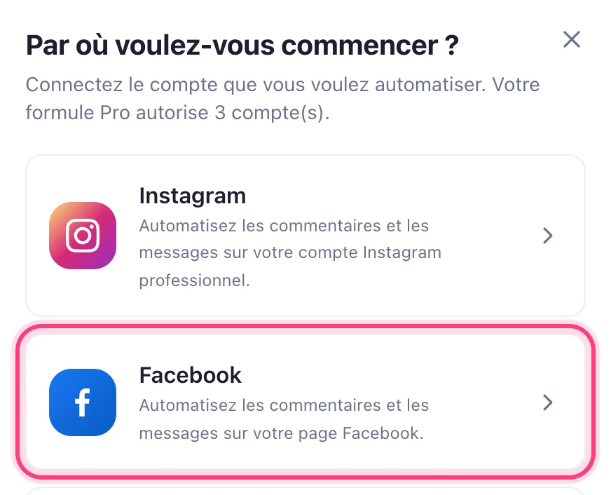 Choisissez Facebook