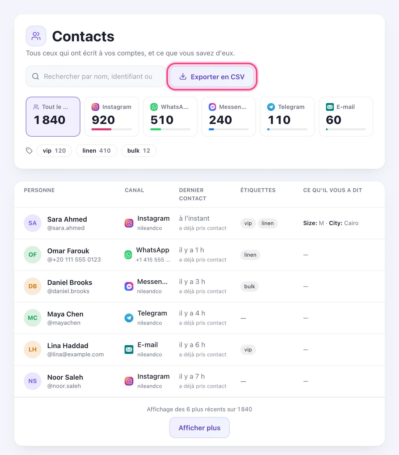 Ouvrez Contacts