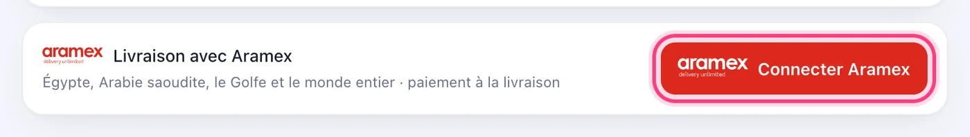 Appuyez sur « Connecter Aramex »