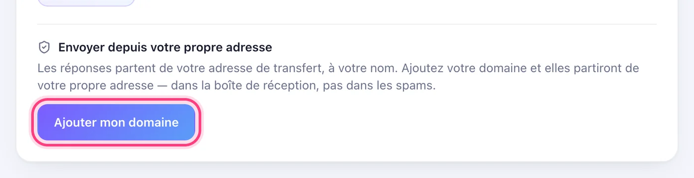 Appuyez sur « Ajouter mon domaine »