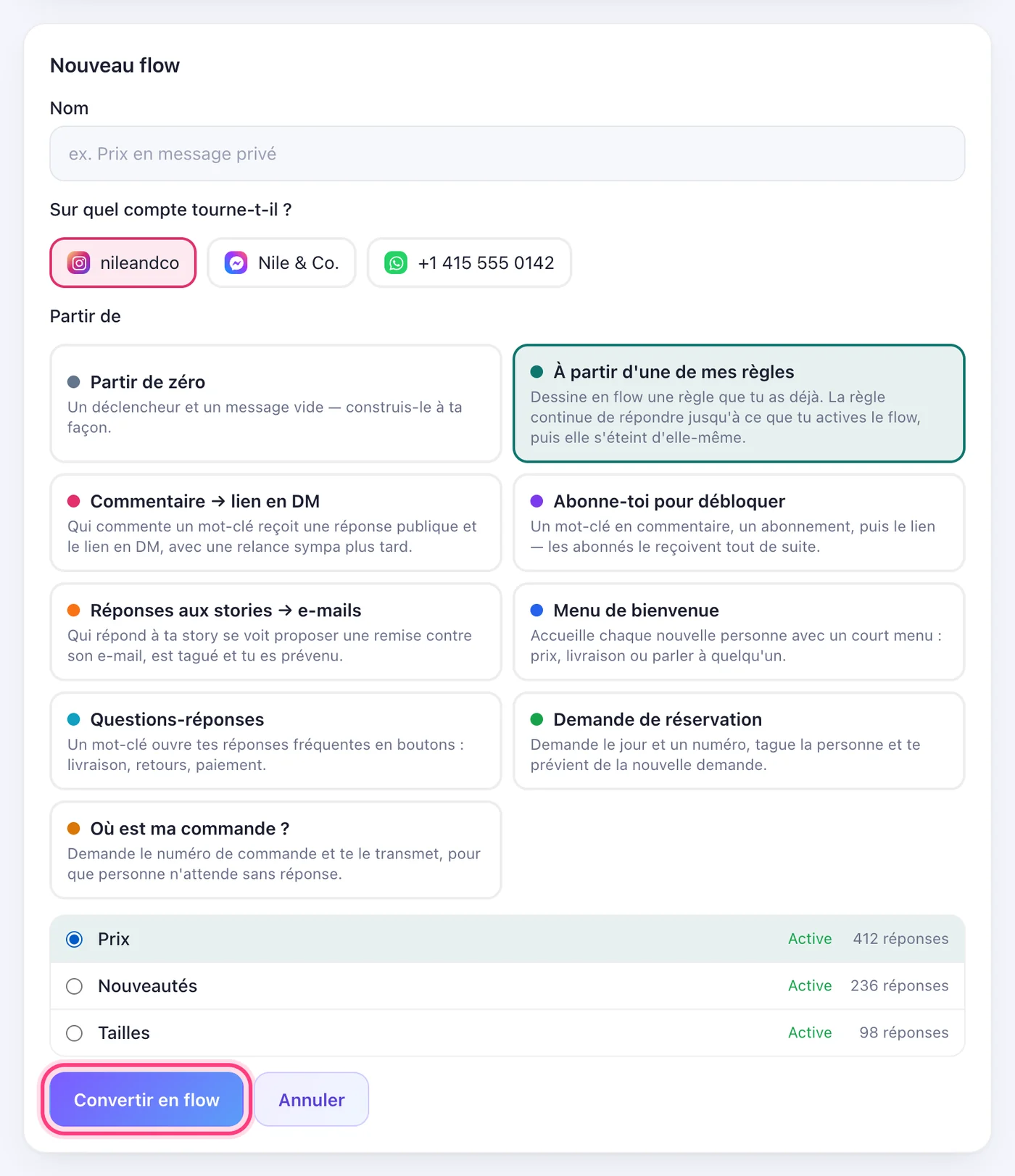 Ou convertissez une de vos règles