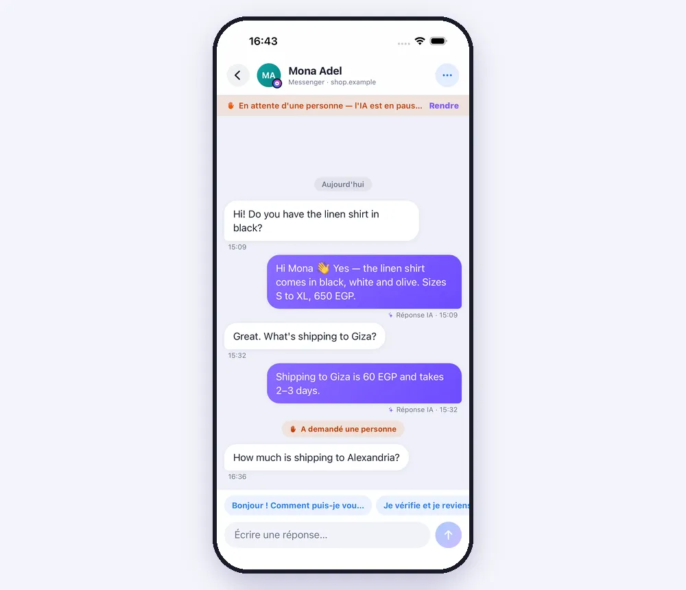 Ouvrez une conversation et répondez