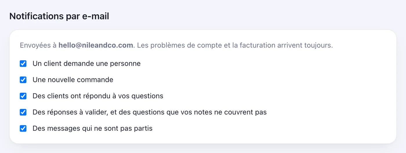 Choisissez ce qui arrive par e-mail