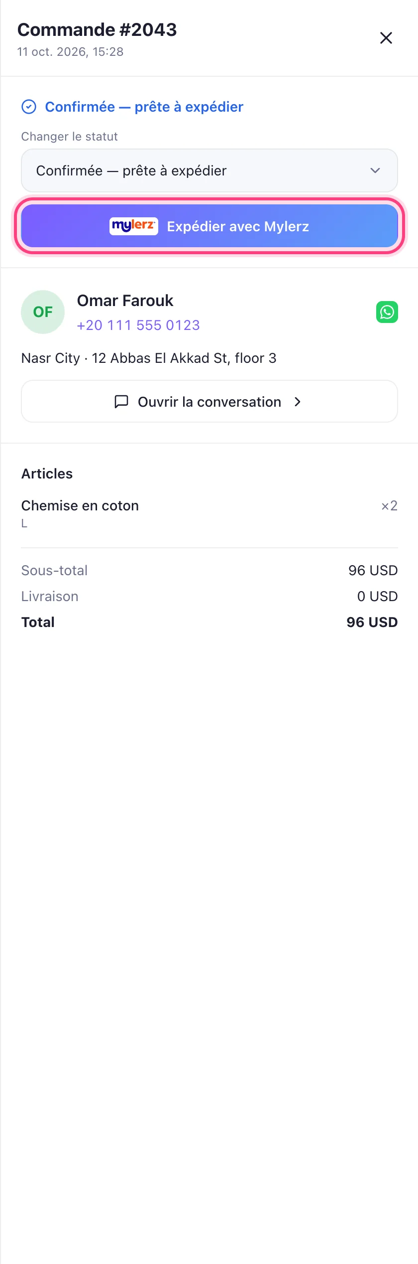 Expédiez une commande