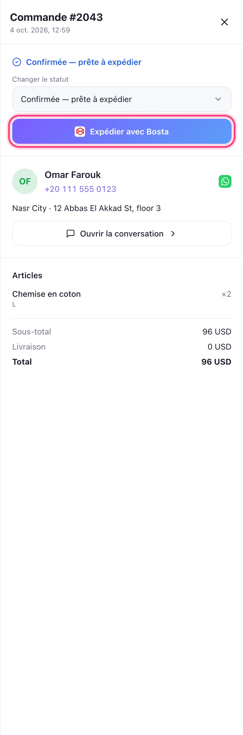 Expédiez une commande