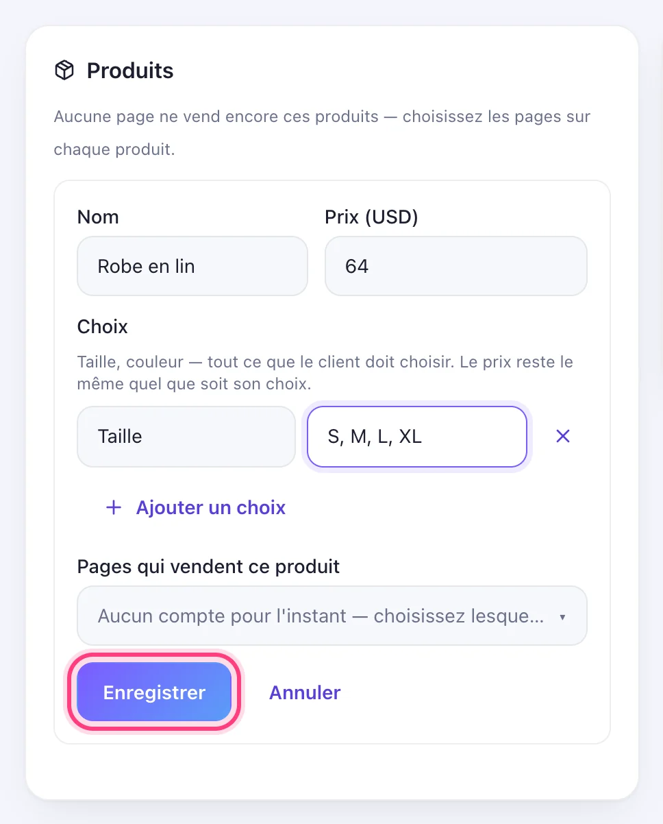 Nom, prix et choix