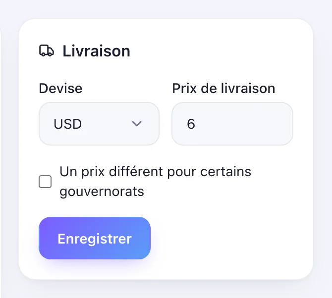 Réglez la livraison