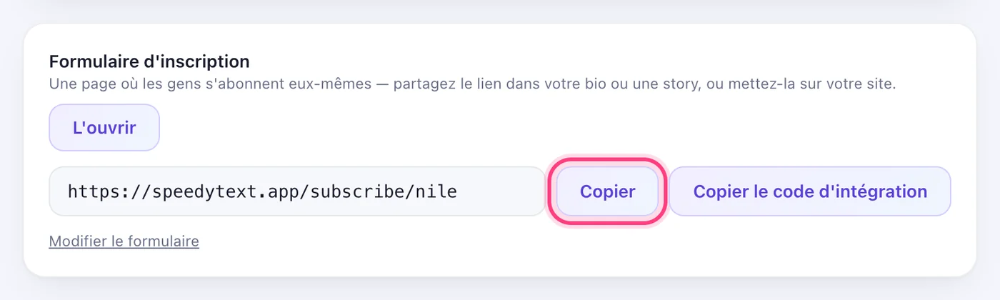 Un lien pour votre bio
